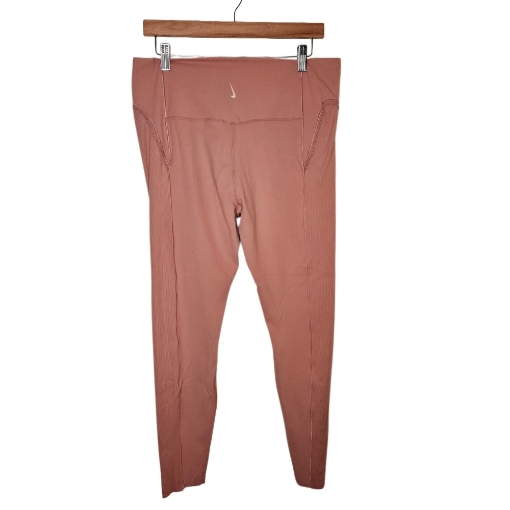 0097 Nike Dri-Fit Luxe Leggings Pink Ruffled Yoga Athletic Workout Activewear XL - Picture 3 of 10
